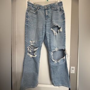 American Eagle Outfitters Light Blue Distressed Straight Leg Jeans
